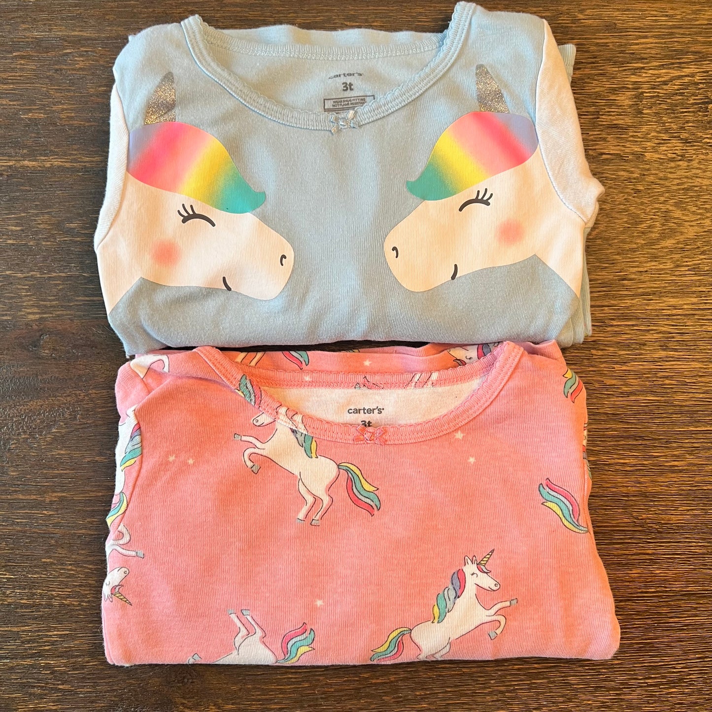 #5 Carters Set of Two Unicorn Rainbow Long Sleeve Pajamas, Girls 3t