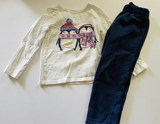 # 92 Girls 4 t winter outfit penguin long sleeve and navy sweat pants cat jack/ Gymboree