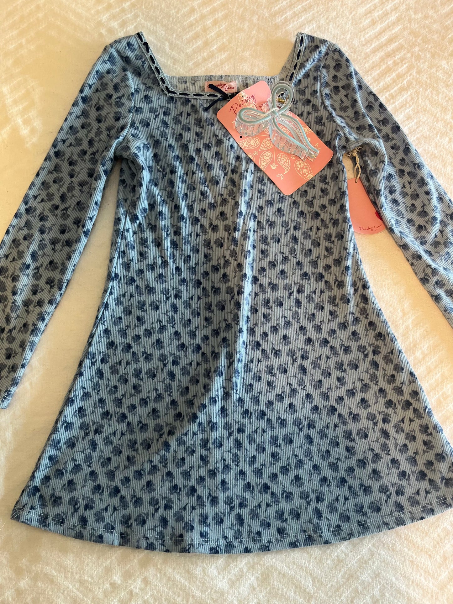 #109 NWT Paisley Love Blue dress- Girls size 6