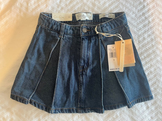 #109 NWT Jessica Simpson Girls Denim Pleated Skirt- Size 6