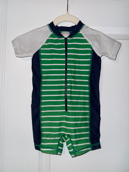 #106: 18-24m Hanna Andersson Green Stripe Rash Guard Swim Suit