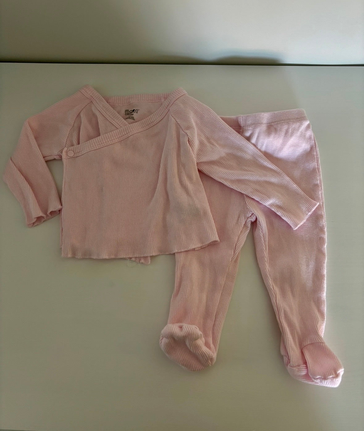 Seller #198 - *REDUCED* Rabbit Moon Organics Baby Girl Ribbed Two Piece Set - Size 3-6 Months