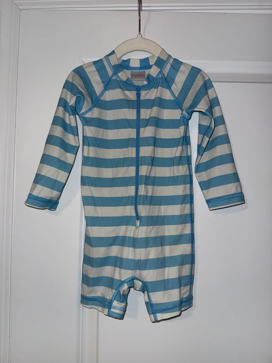 #106: 2T Hanna Andersson Blue Stripe Rash Guard Swim Suit