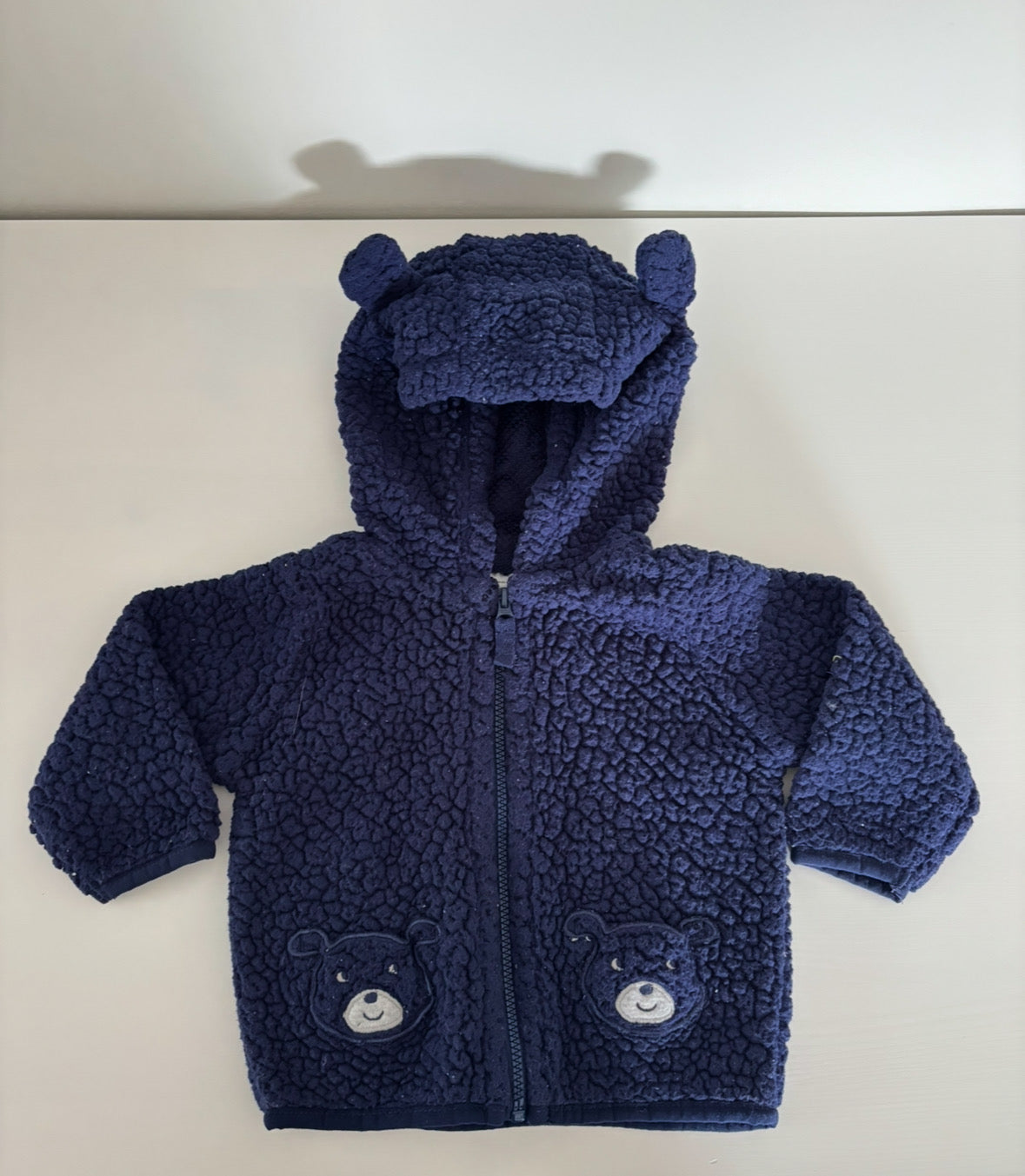 Seller #195 - *REDUCED* Carter’s Baby Boys Blue Sherpa Bear Zip Up Hoodie - Size 6 Months
