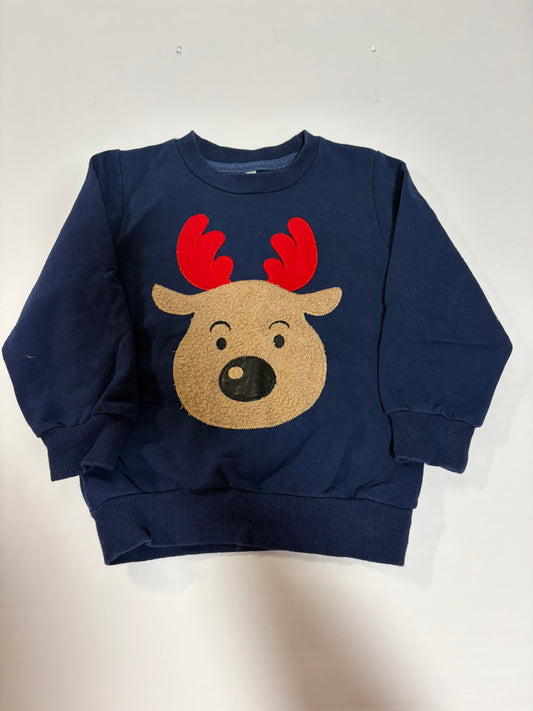 #27 Boys 2T fuzzy reindeer applique sweatshirt