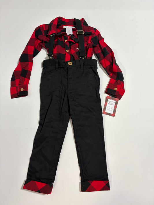 #27 Boys 2T Tommy Bahama buffalo plaid overalls set NWT
