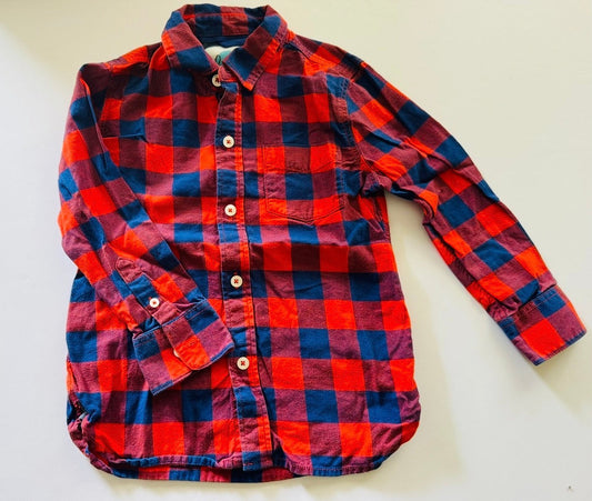 REDUCED #92 Boys 4/5 BODEN red/ navy gingham flannel button up long sleeve