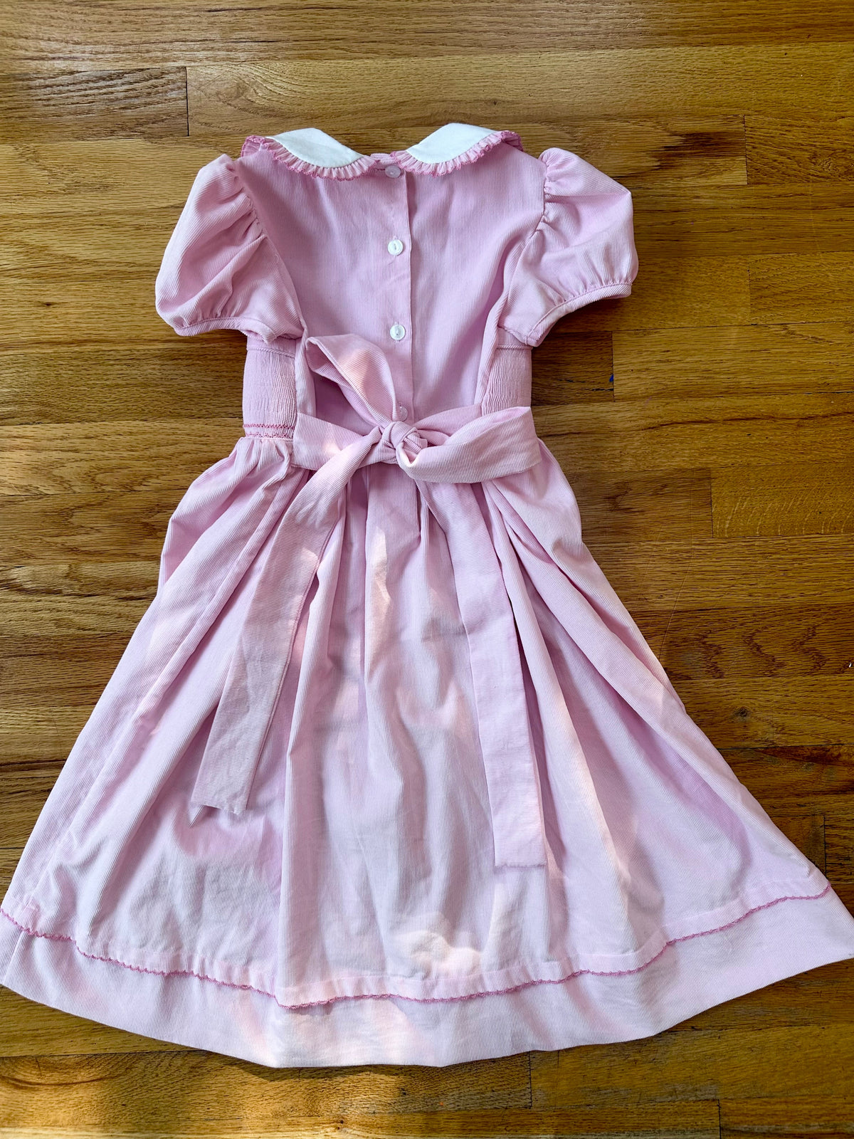 #104 Ana Vini size 6 hand smocked embroidered Nutcracker pink corduroy dress, wore once