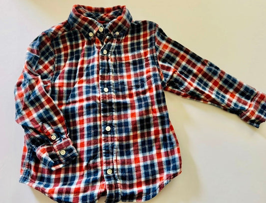 REDUCED #92 Boys 3 t Gymboree red/ navy flannel button up long sleeve