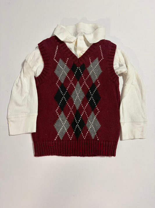 #27 Boys 2T Baby Gap white polo + Great Guy sweater vest