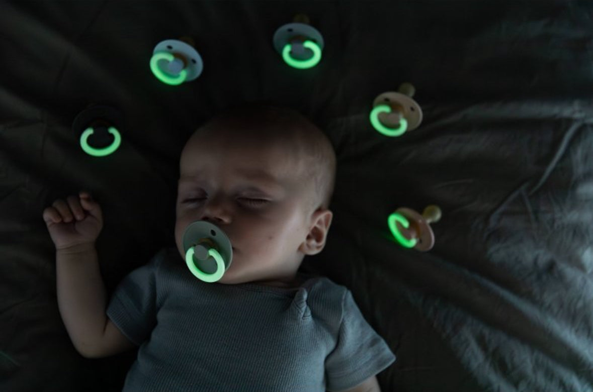 Seller 189 BIBS Glow in the Dark Pacifier 2-pack + Braided Pacifier Clip NEW