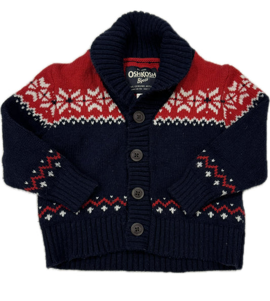 #38 OshKosh B’gosh 12 Months Boys Shawl Collar Holiday Cardigan