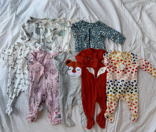 #113 Girls 0-3 month sleeper bundle variety of brands