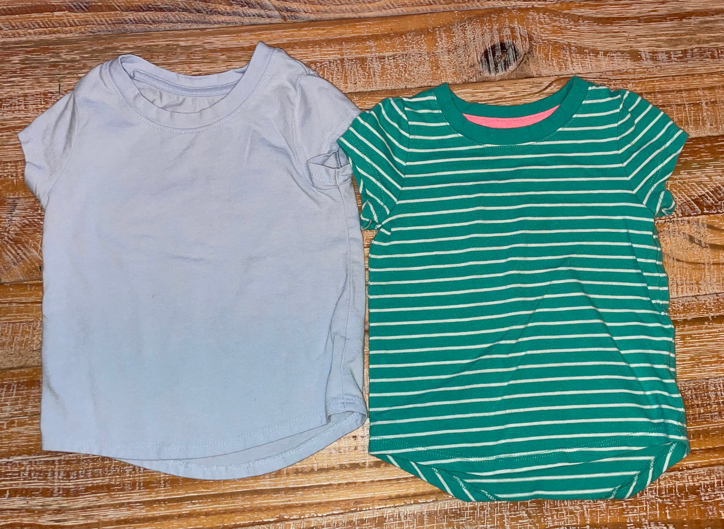Seller #3 Cat and Jack Girls 18 mos tees Purple and Green white striped (two)