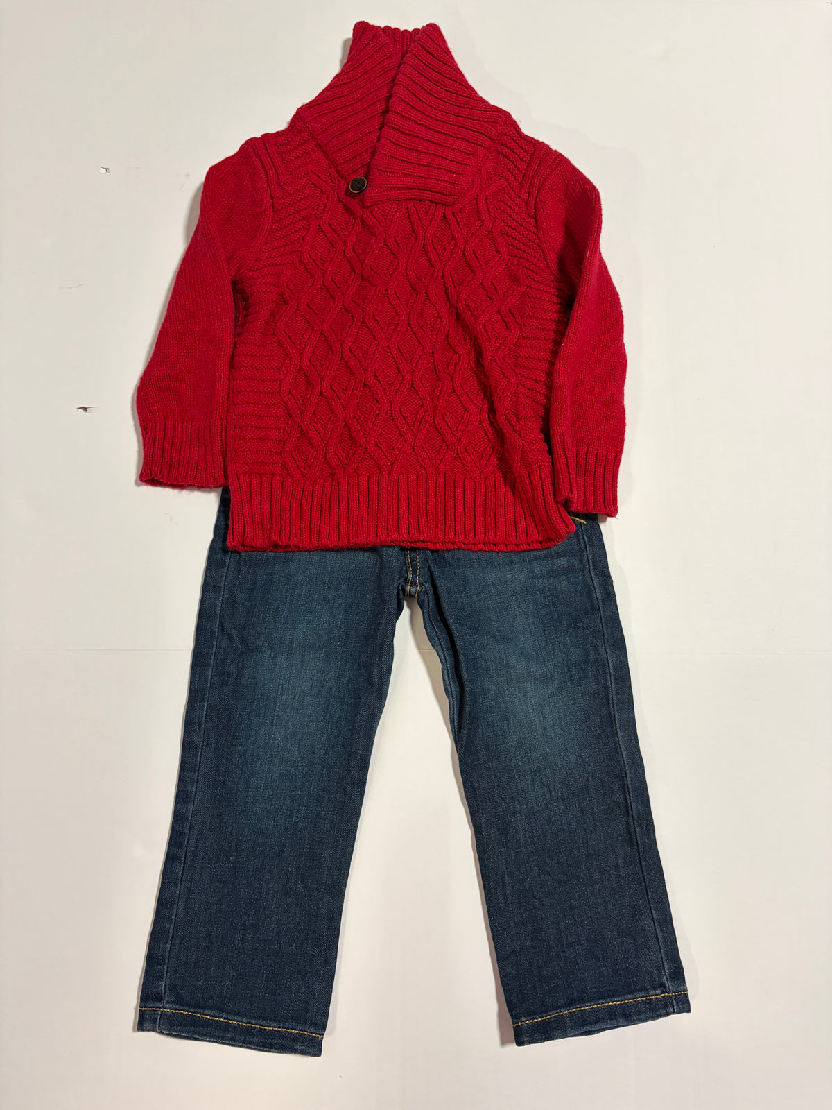 #27 Boys 2T Cat and Jack knit sweater + jeans