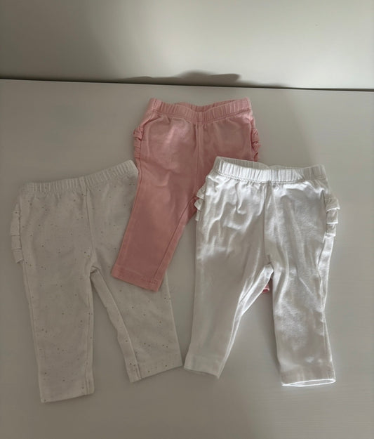 Seller #195 - Bundle of 3 Cat & Jack Baby Girls Pants with Ruffle Butt - Size 0-3 Months