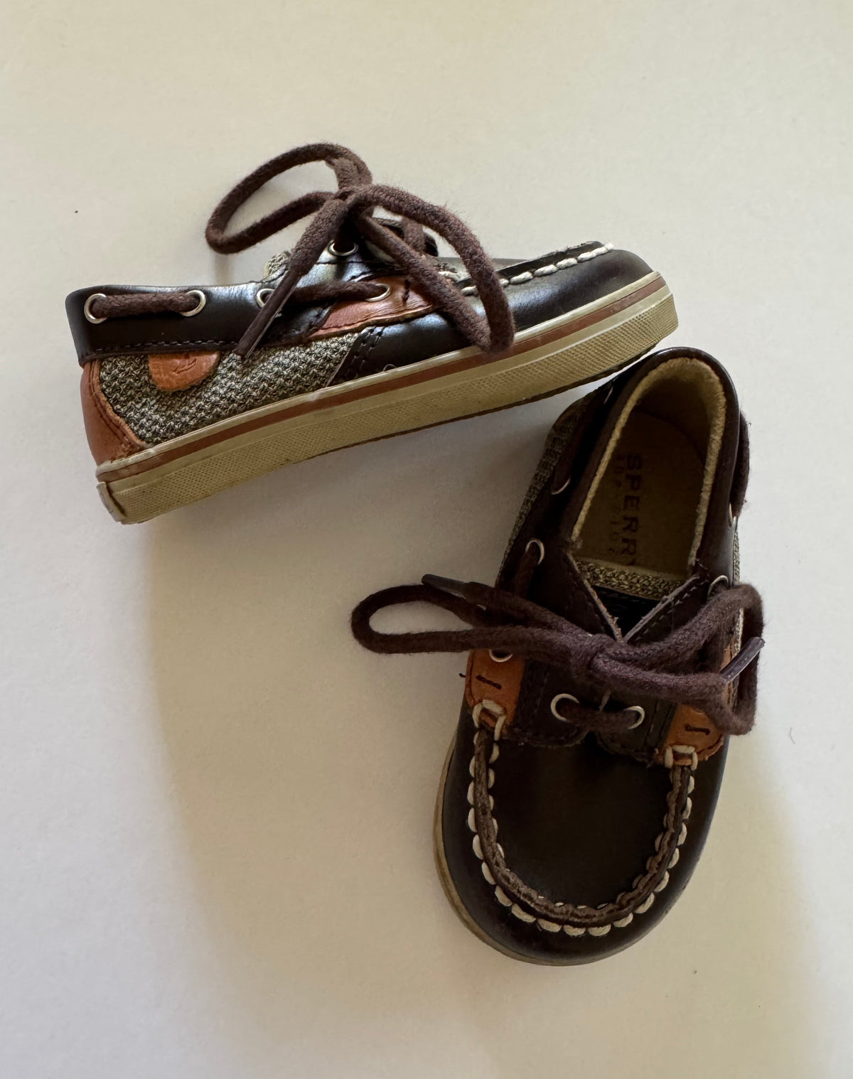 #92 Boys 3 month SPERRY brown dress shoes
