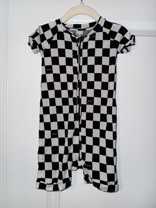 #106: 2T Little Sleepies Checkered Shorty Zippy