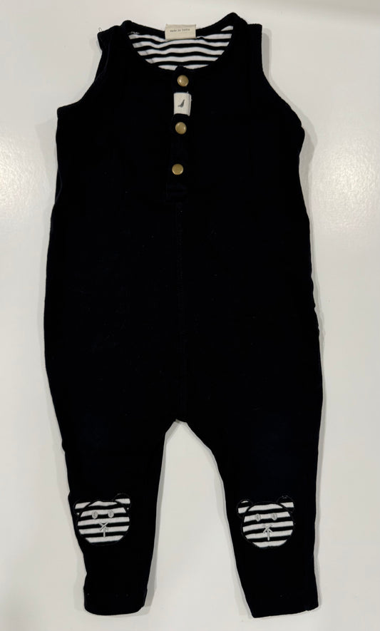 #38 Turtledove London 1-2 Years Black and White Teddy Dungarees