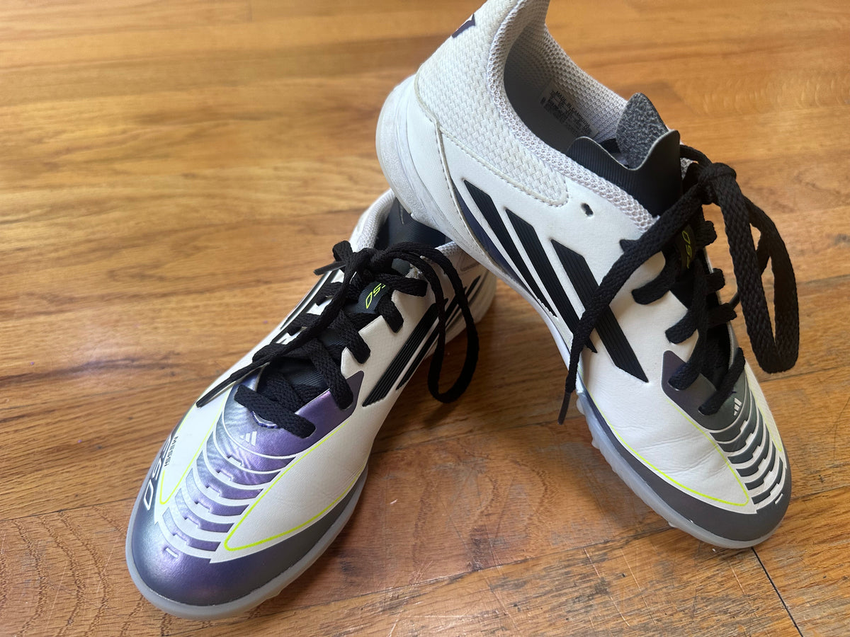 #104 Boy size 2 Adidas Messi indoor soccer shoe