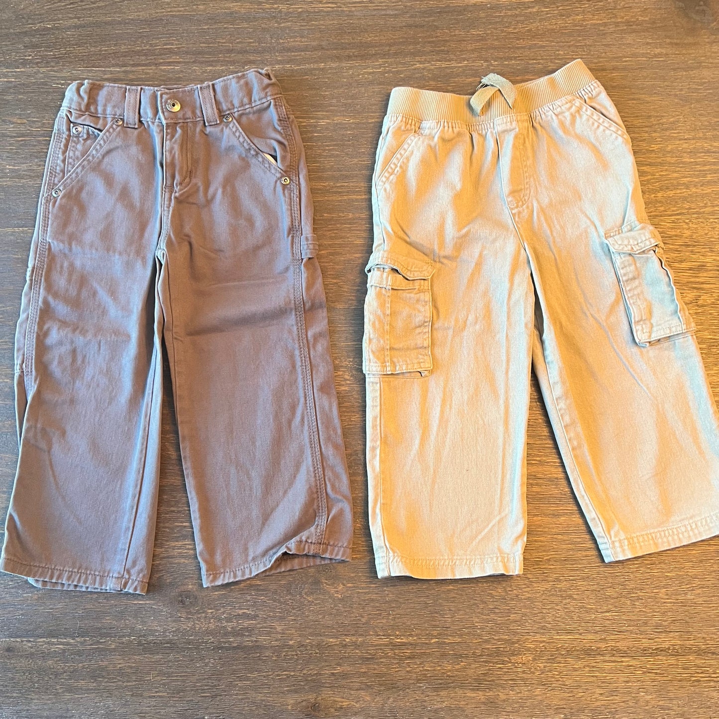 #5 Set of 2 Pull on Cargo Pants, Boys 3t Jumping Beans with Adjustable Waist and Garanimals