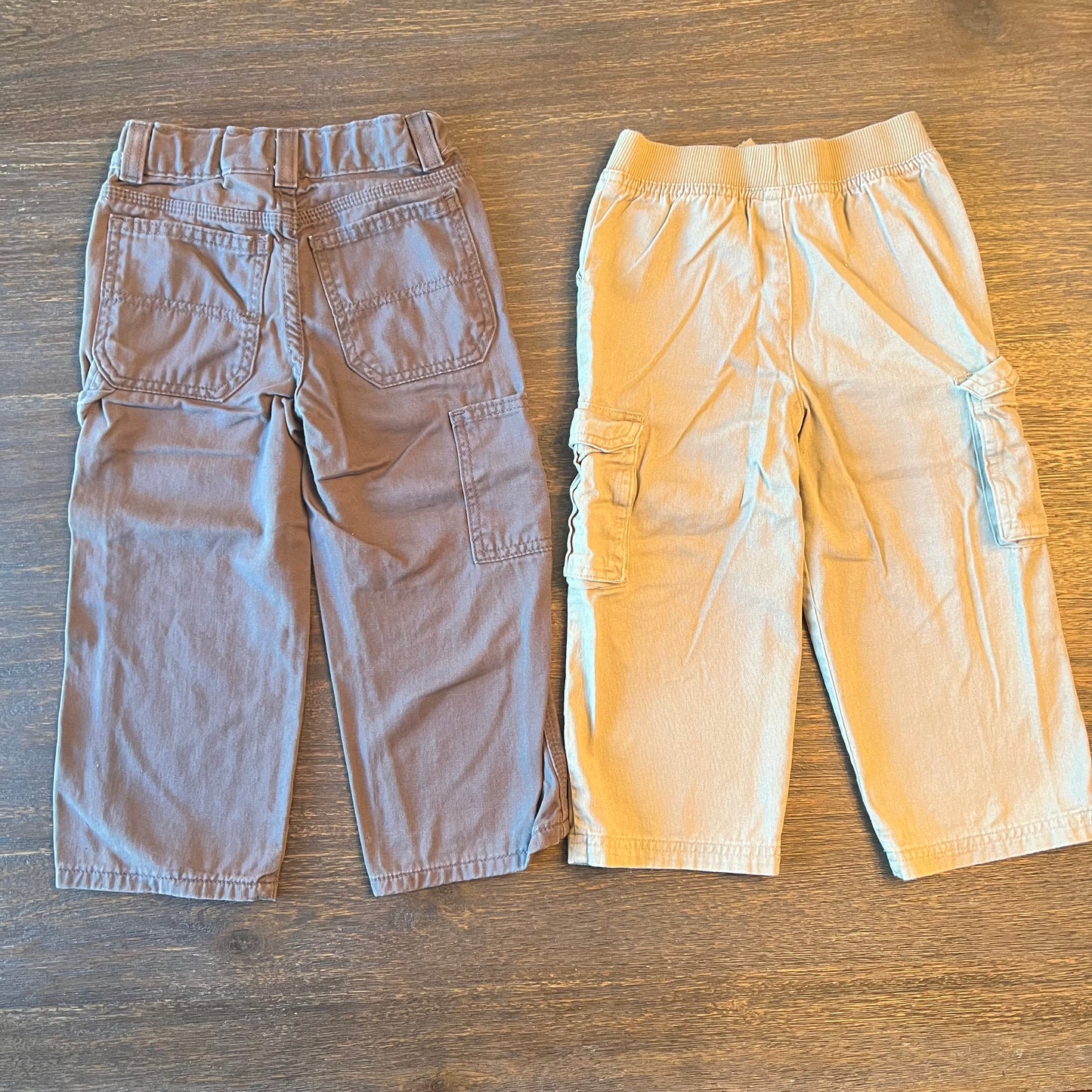 #5 Set of 2 Pull on Cargo Pants, Boys 3t Jumping Beans with Adjustable Waist and Garanimals