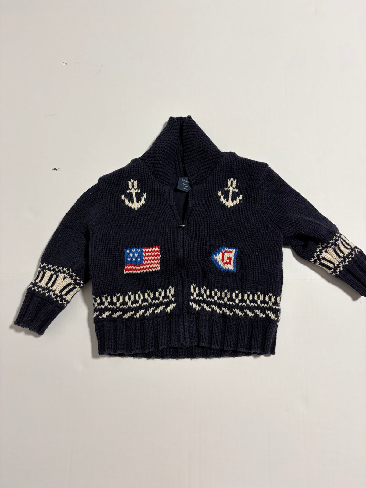 #27 Boys 24m Baby Gap crocheted USA sweater *heavy weight*