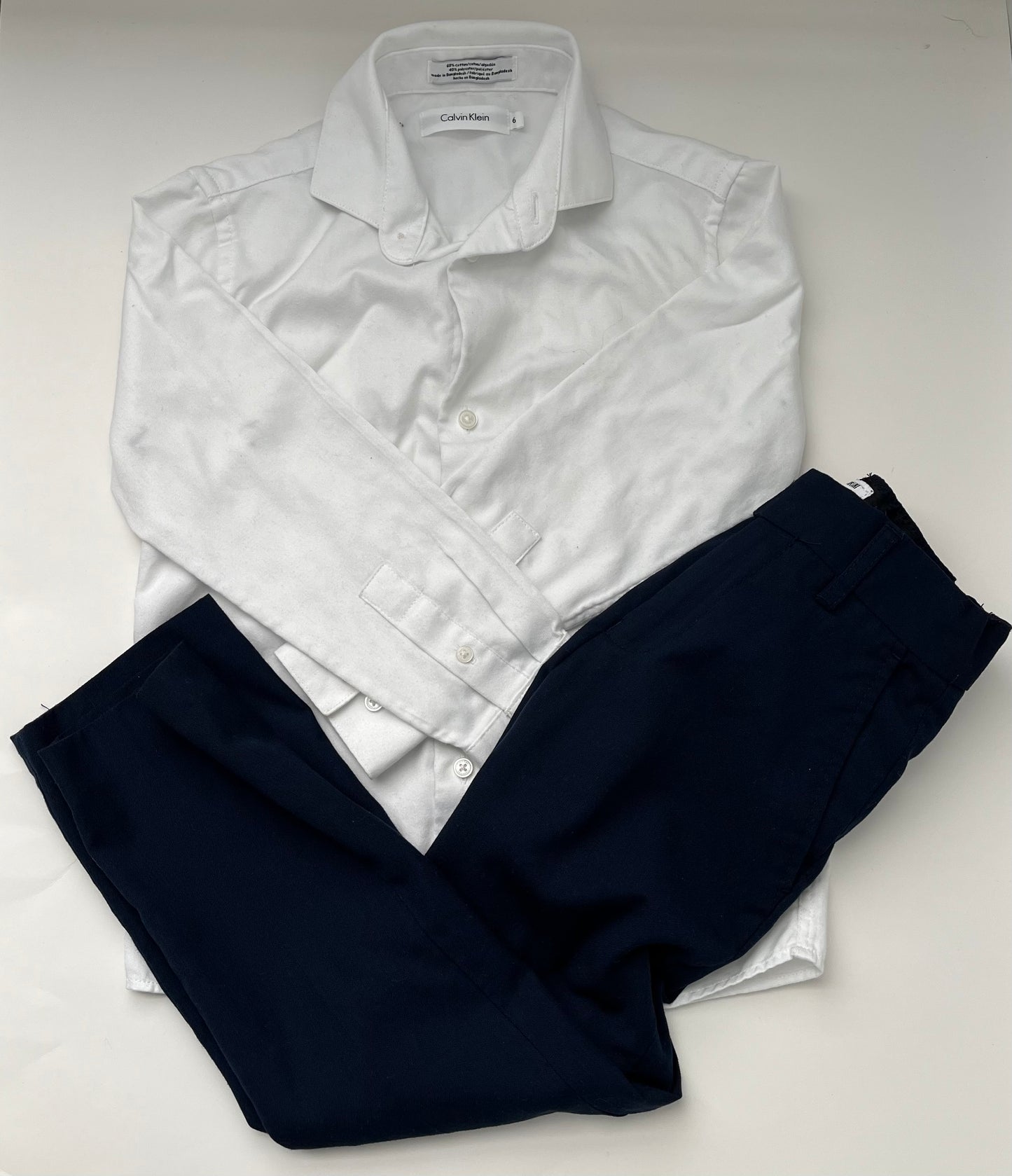 Boys size 6 white dress shirt and suit pants (45244)