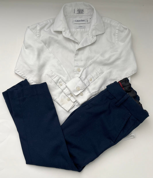Boys size 4 white dress shirt and suit pants (45244)