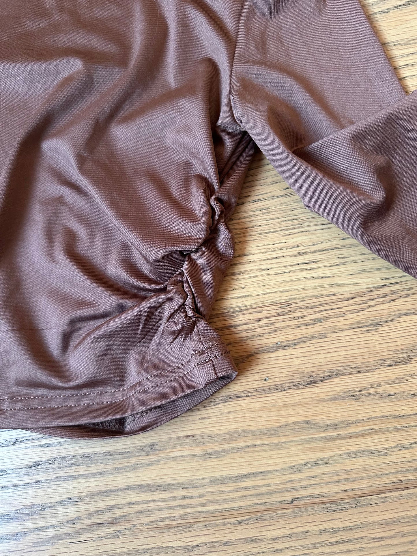 #198- Girls Long Sleeve Brown Athletic/Dance Top- Size 6