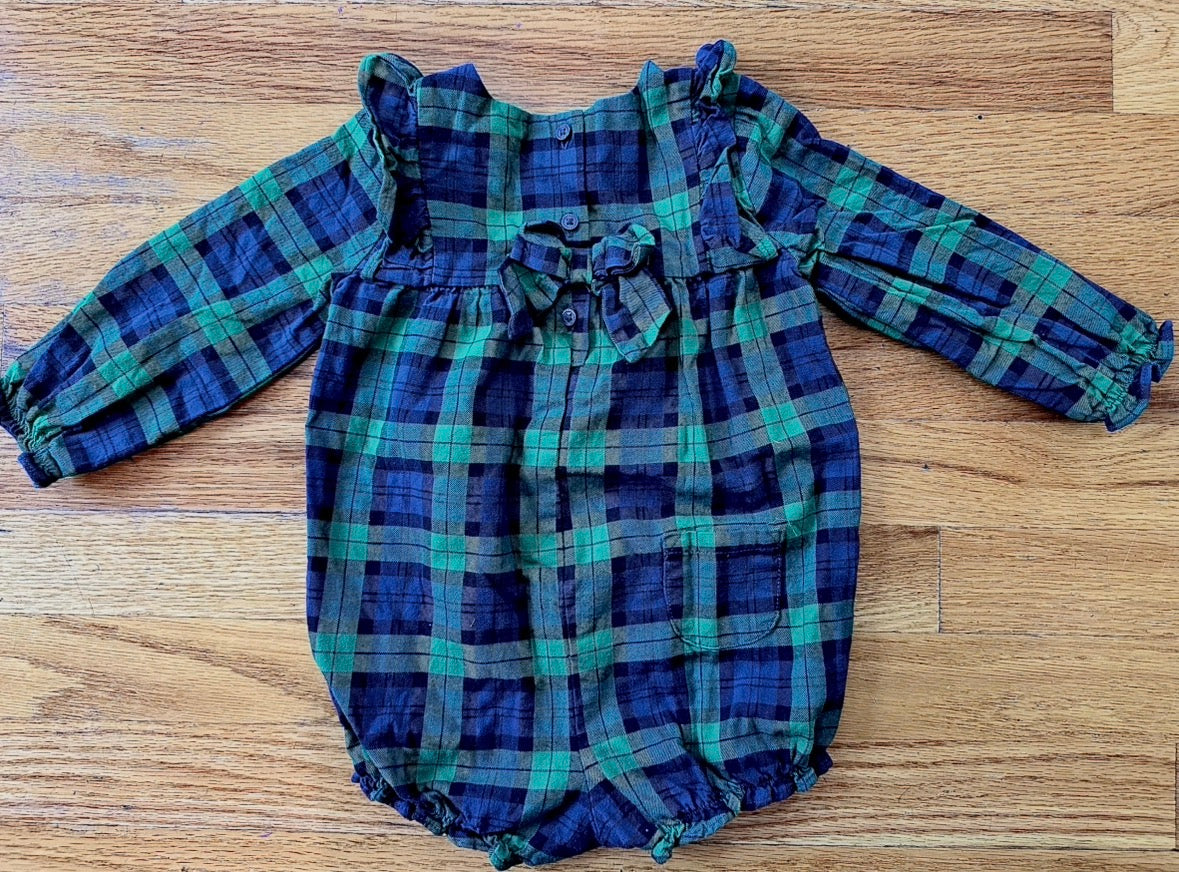 #104 Janie and Jack 12-18 mos Plaid Romper
