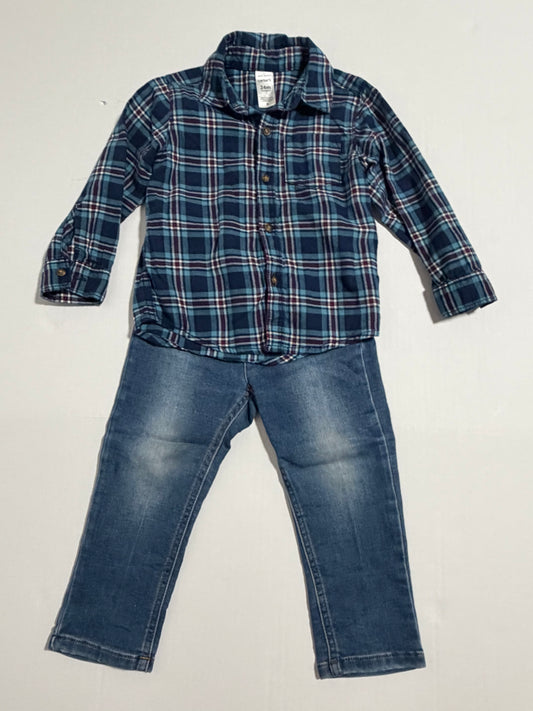 #27 Boys 24m Carters button down + Cat and Jack jeans