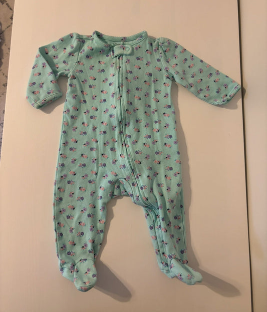 Seller #195 - Carter’s Baby Girls Teal Flower Print Sleep N Play - Size 3-6 Months