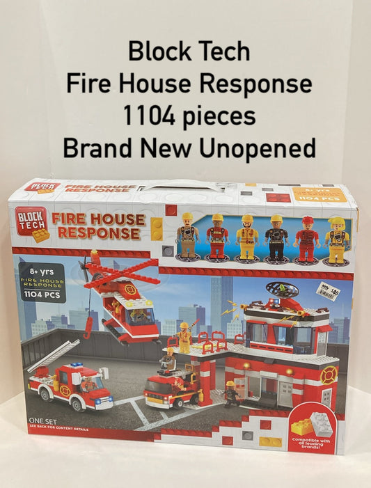 #119-REDUCED!!-Block Tech Fire House Response Set-Brand New Unopened
