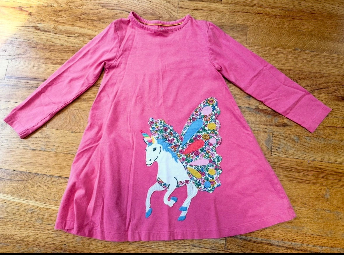 #104 Mini Boden size 5/6 Unicorn patch, twirl dress