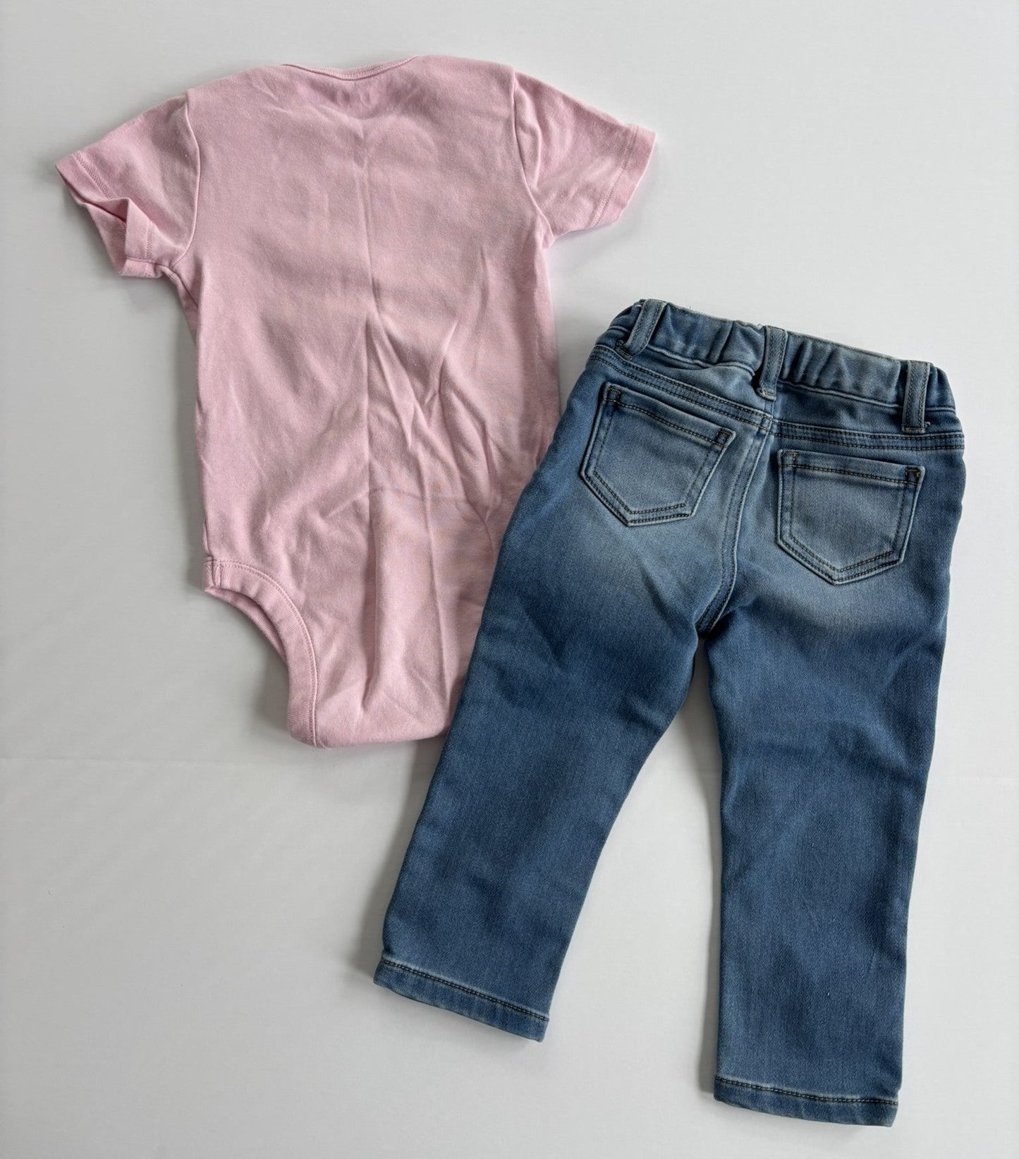 #101 *REDUCED* Old Navy Smile Floral Onesie Unicorn Jeans Outfit Girls Size 18-24 months