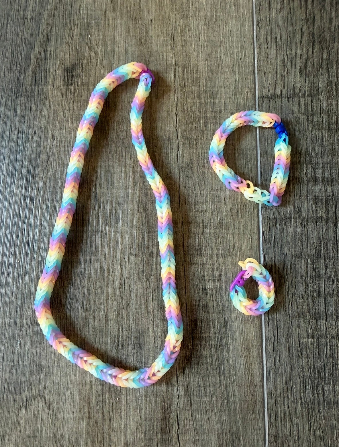 Seller 183- Rainbow loom necklace, bracelet, and ring set