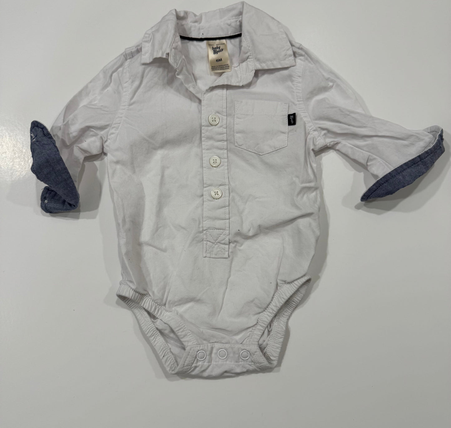 #38 Baby B’gosh 6 Months Boys White Collared Button Down Onesie (2 of 2)