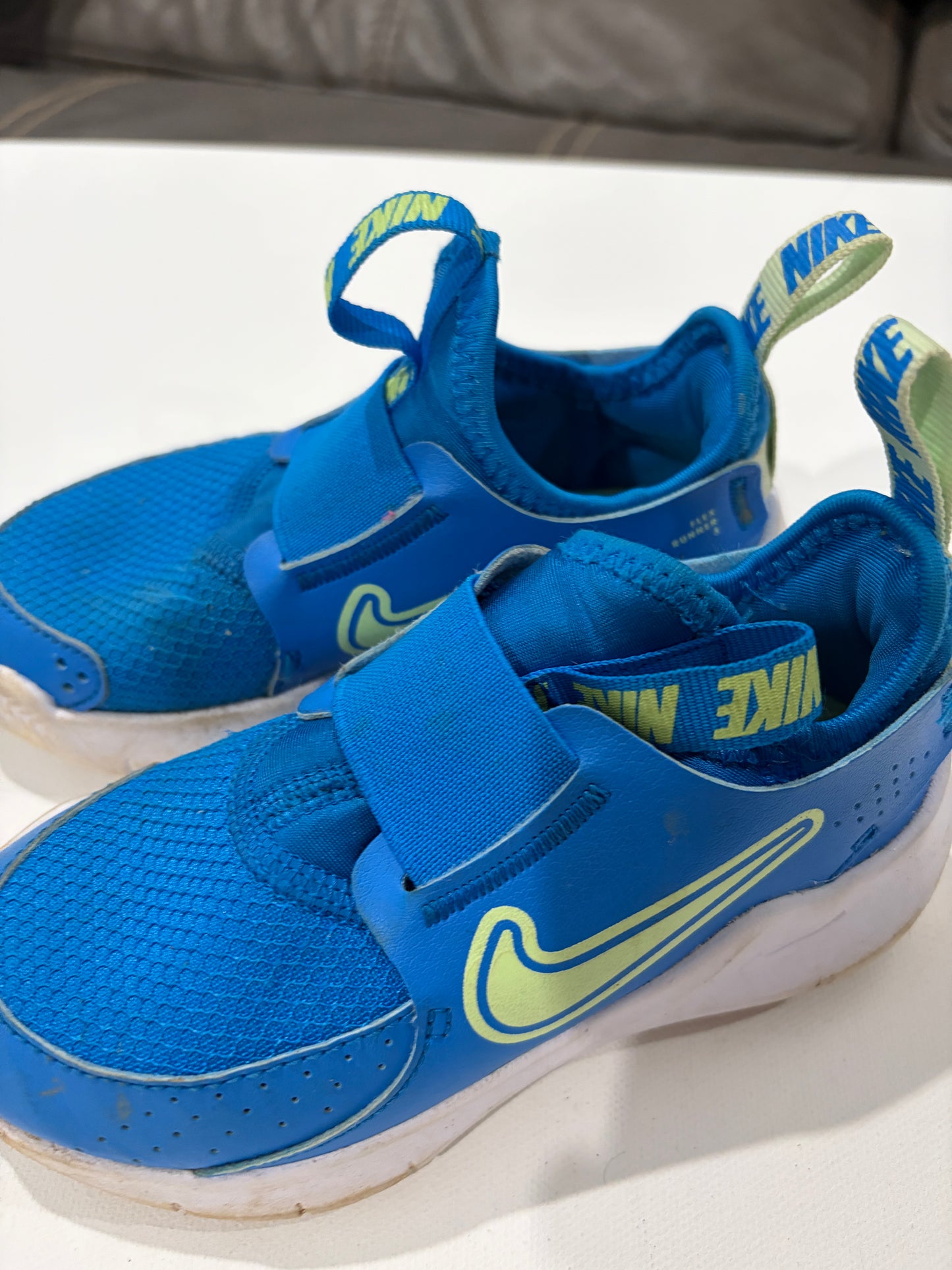 #103 Blue and Green Nike Gym Shoes Size 10
