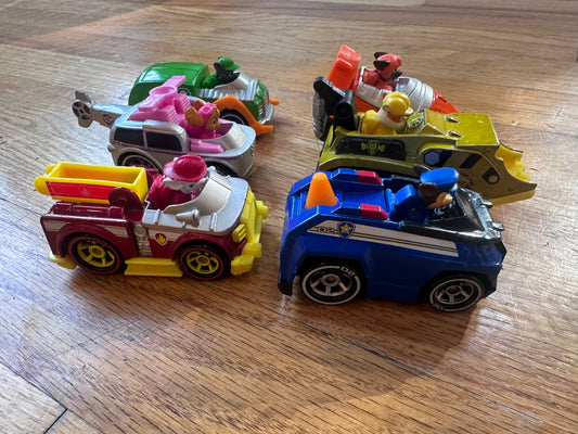 #104 Paw Patrol cars, 6 cars, about 3 inches or so in length