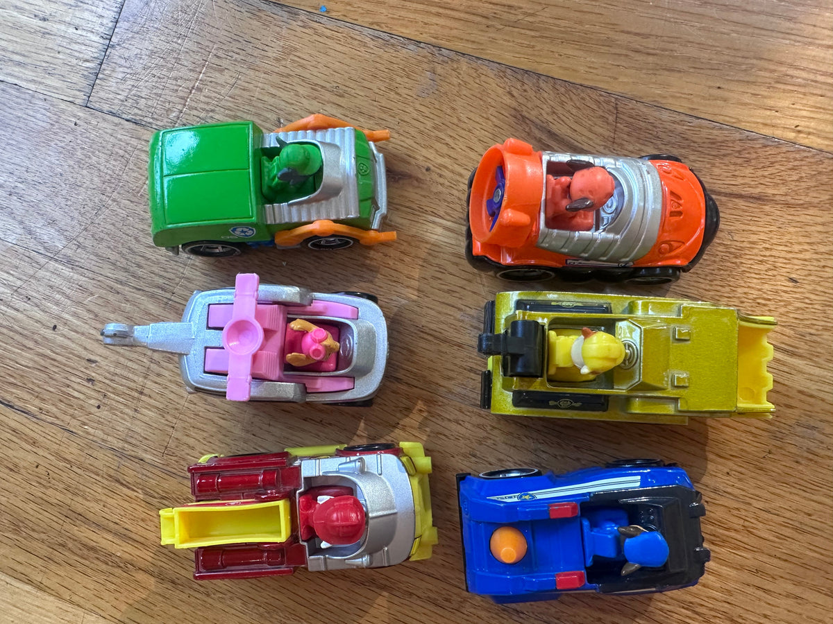#104 Paw Patrol cars, 6 cars, about 3 inches or so in length