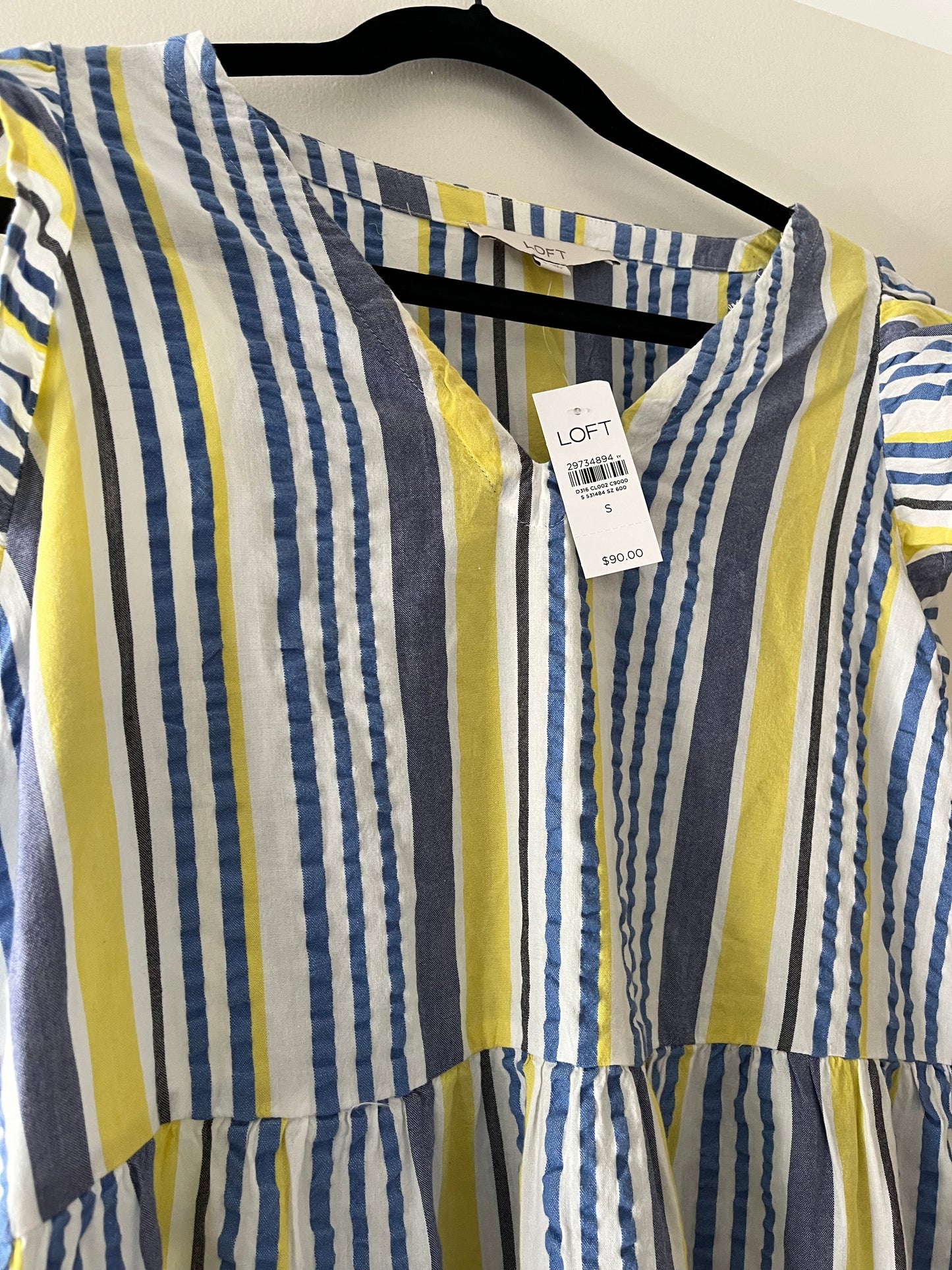 NWT Loft blue and yellow striped dress (45244)