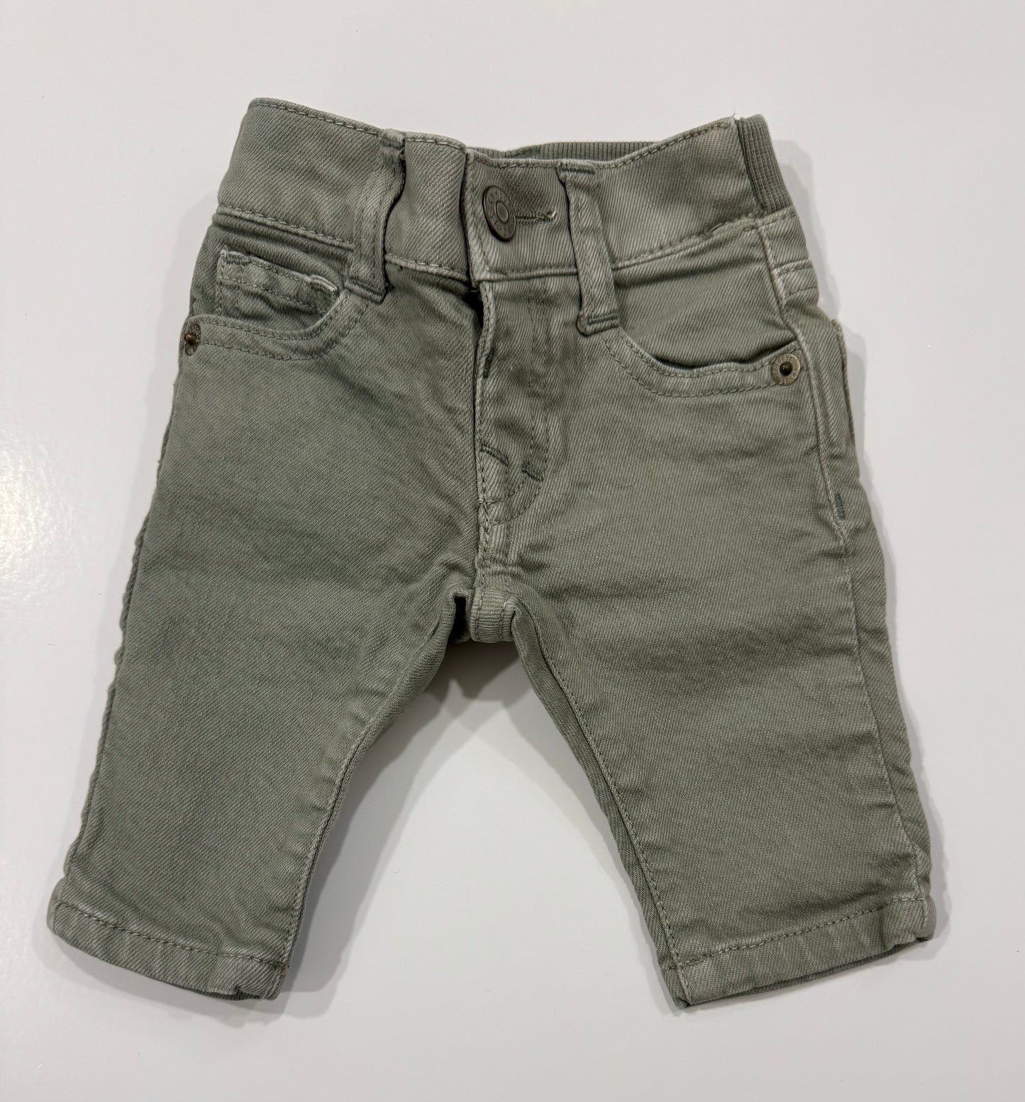 #38 Gymboree 0-3 Months Boys Gray Green Jeans