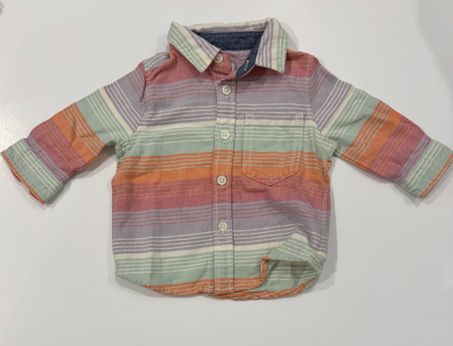 #38 Gymboree 0-3 Months Boys Striped Button Down Shirt