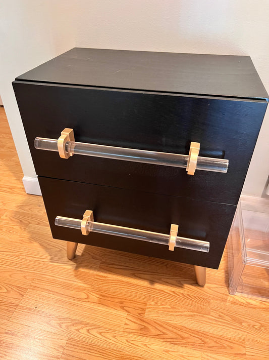 #176 - Safavieh two drawer nightstand | black and gold