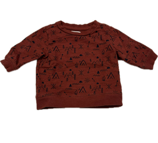 #38 Gymboree 0-3 Months Boys Dark Red Camping Sweatshirt