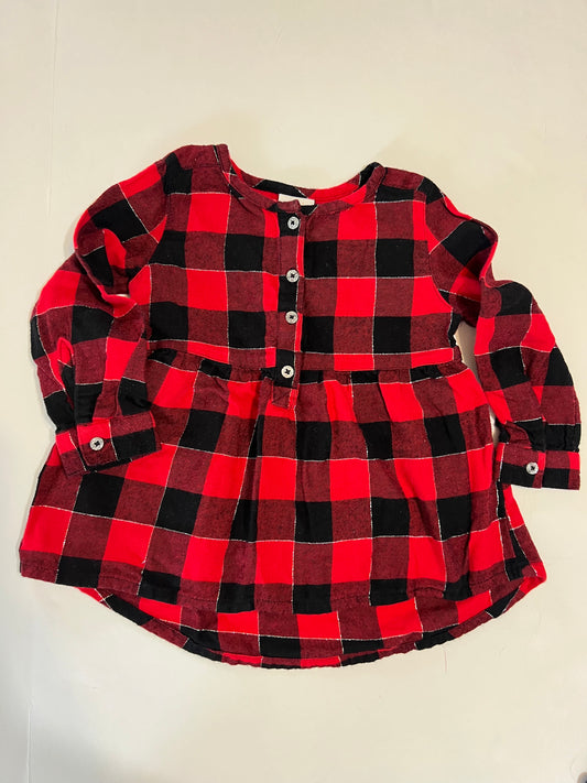 #78 girls 3T jumping beans buffalo plaid top with sparkle buttons