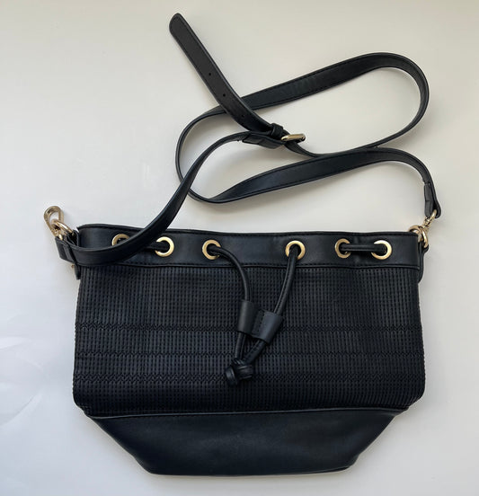 Black bucket bag purse with adjustable strap (45244)