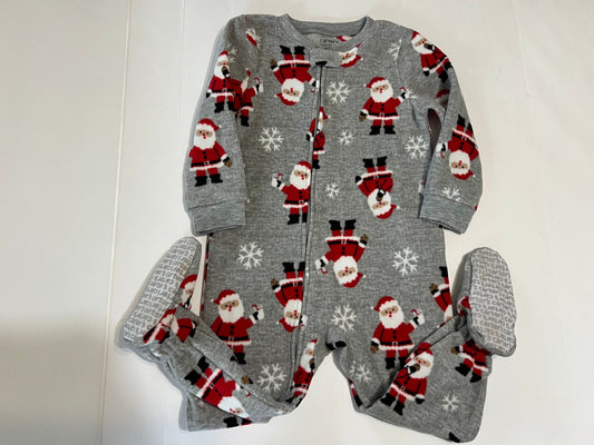 #78 boy or girl size 2T Carters santa fleece sleeper