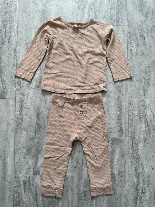 #173-Quincy Mae toddler girl pointelle set in brown 18-24m